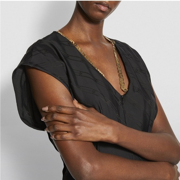 SANDRO black Jacquard Jumpsuit with gold chain - Picture 2 of 15